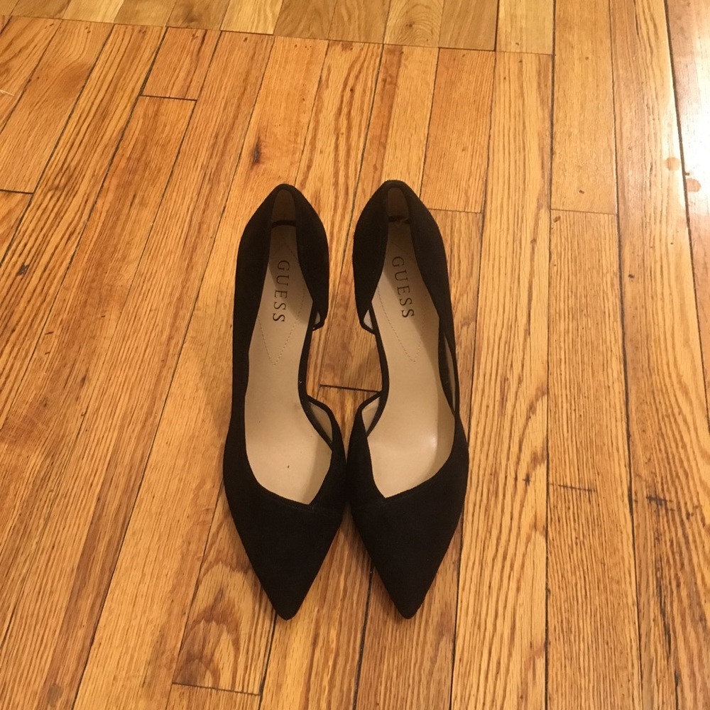 Black suede Guess heels